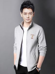 ROMON | Loose Fit Mens Zipper Hoodie Cardigan Running Sporty Casual Style Fashion Urban Basic Cotton Polyester Solid Color Jacket