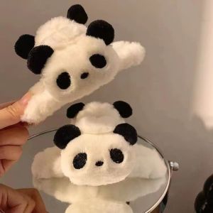 Doll Plush Panda Hair Claw Fashion Cartoon Korean Style Animal Shark Clip Acrylic Large Size Winter Cross Hair Clip Daily