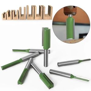 7pcs 1/4" Shank Double&Single Flute Straight Dado Router Bit Set 3/4/5/6/8/10/12mm Cutting Diameter Trimming Cutter Woodworking