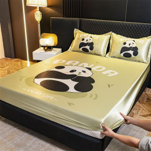 Summer Ice Silk Bedding Set Three-Piece Cartoon Style Student Childrens Washable Air Conditioned Soft Mat Cover Bedding