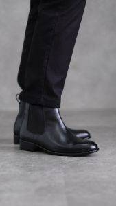 Marelli Sepatu Ankle Boots Chelsea Kulit Asli Pria Bisnis Gaya Bisnis - Hitam BT 116