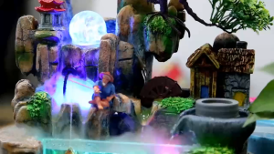 น้ำตกเสริมฮวงจุ้ย น้ำตกจำลองตั้งโต๊ะ น้ำตก ขนาด: 30x20x33cm น้ำพุเสริมฮวงจุ้ย งานเรซิ่น น้ำตกตกแต่งบ้าน