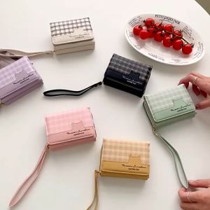 Ví nữ mèo caro tông màu pastel dáng gập mini dễ thương LILA VAT118
