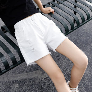 Girls Short Pants Summer Outfit Thin Cotton High Waist Korean Style Childrens Clothing Five-Point Pants White Outerwear for Kids