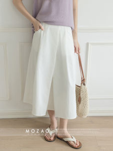 Slimming High Waist Straight Cut Loose A-Line Midi Skirt for Women Korean Style Summer 2025 Polyester Material Casual Commute