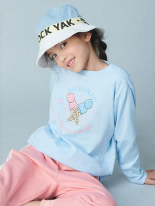 HENGYUANXIANG | Girls Cotton Ice Cream Print T-shirt