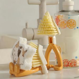 Foldable Hard Bristle Cleaning Brush for Kitchen Stove Oil Resistant Multi-Functional No Dead Angles Triangle Gap Brush