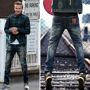 Beckham Style Mens Slim Fit Stretch Denim Pants Retro High Waist Long Trousers Casual Cotton Elastic Jeans 2024 New Arrival