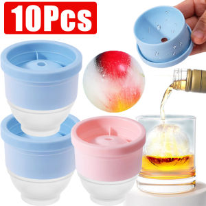 3/10pcs Large Ball Shape Mold / Food Grade Silicone Ice Cube Maker / DIY Quick Freezer Kitchen Ice Cube Mold with Lids / Spherical Ice Makers for Summer Drinks