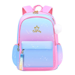 Cute Girls lightweight Kids School Bag Large Capacity Waterproof Children’s School Bags(6-15Y) Spine Protection Load Reduction Primary Students School Backpacks With Reflective Strips