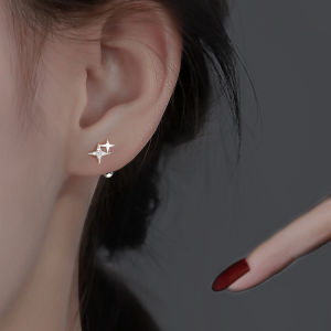 925 Sterling Silver Lãng Mạn Dễ Thương Bốn Cánh miếng gắn ngôi sao Bông Tai Cho thời trang nữ Đồ Trang Sức Quà Tặng
