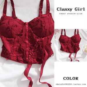 Áo Ba Lỗ Không Dây Màu Đỏ Thiết Kế Đặc Biệt Dành Cho Nữ Áo Lót Ngực Phong Cách Đi Biển Áo Hở Lưng Áo Ngắn Chất Liệu Thường Ngày