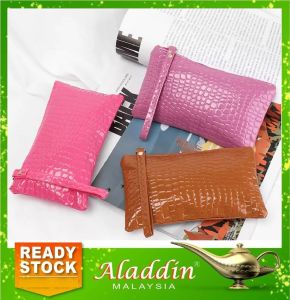Aladdin Dompet Panjang Syiling Pemegang Kad Wanita Beg Solek ( Croc Makeup Pouch Fashion Long Purse Lady Zip Woman Wallet ) 15W7
