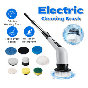 Electric Cleaning Brush 9-in-1 USB Rechargeable Wireless Electric Brush Cleaner Replaceable Brush Head for Kitchen Bathroom Toilet Cleaning Berus Elektrik 电动清洁刷