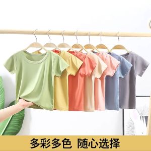 เสื้อยืดเด็กสีพื้น ชุดเด็ก ผ้านิ่มเด้ง เย็น ไม่หนาใส่สบาย อายุ