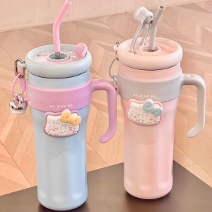 Extra Large Capacity Insulated Water Bottle Female High Aesthetic Straw Cup Powerful Sailor Ice King Cup Water Jug Stainless Steel