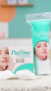 Combo Bông Tẩy Trang Tròn PUFFME 80 Miếng/Bao 100% Bông Cotton An Toàn Dịu Nhẹ