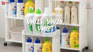 Oxihom S9027 Rak Dapur Rak Susun Plastik Roda Makanan Rak Kamar Mandi Tingkat