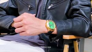OLEVS Watch for Men Gold Watch Silicone Luminous Waterproof Luxury Multifunction Analog Chronograph Moon Phase Men Quartz Watch