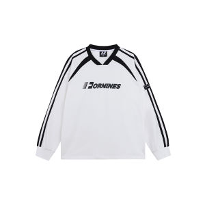 Fornines American High Street Heavyweight Sport Long Sleeve T-Shirt Mens Trendy Top Spring Hoodie Base Shirt Cotton Breathable