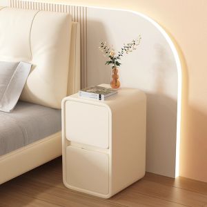 GOTZ | Small Narrow Solid Wood Leather Bedside Cabinet