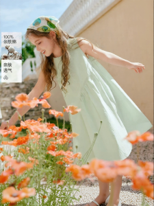 XIANGYING | Round Neck Cotton Sleeveless Dress