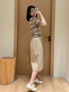 PAIBOLI | Summer Casual Fashion Set Large Size Womens Clothing Short Sleeve Two-Piece Suit Korean Style Commute High-End Age-Defying