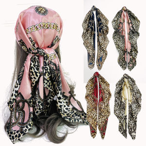 Printed Simulated Silk Leopard Scarf Womens Square Ding Silk Scarf Fashionable Spring Autumn Wrap Versatile Stylish Accessory