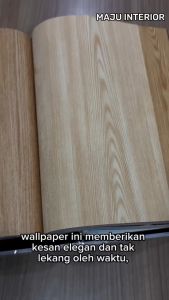 Wallpaper Dinding Motif Serat Kayu Pohon Cokelat Abu Cream / Walpaper Vinyl Murah untuk rumah kantor