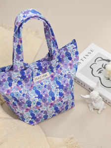 DGAZ Casual Floral Basket Bag Cotton Hand-Carrying Lunch Box Women Handbag