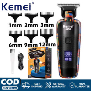 Kemei แฟชั่น Graffiti USB โกนหนวดไฟฟ้าพัตเตอร์ LED จอแสดงผลดิจิตอลแอลซีดีช่างทำผมมืออาชีพ KM-max5090