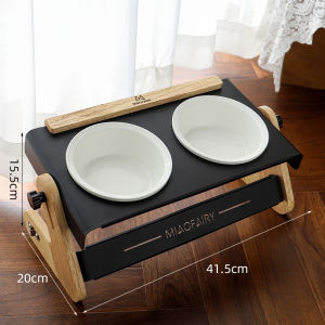 HELLOLEIBOO | Bộ Đựng Thức Ăn Cho Thú Cưng Có Bát Đường Kính Lớn và Chống Tràn Điều Chỉnh Được