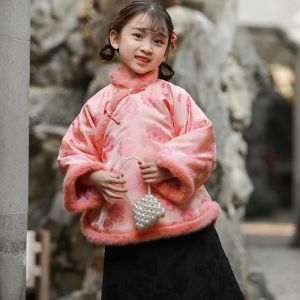 Thickened New Years Outfit Childrens Tang Suit Girls Style Hanfu Little Girl Traditional Chinese Style Top Childrens Clothing