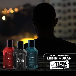 Signature Series Pack Isi 3pcs Parfum Crave - Flare Wood - Frosted Spice Perfume Laki Laki Wangi Tahan Lama Mewah Elegant Parfum Pria awet seharian - wangi disukai wanita aroma meninggalkan jejak aman dibaju atau dikulit - viral banyak dicari