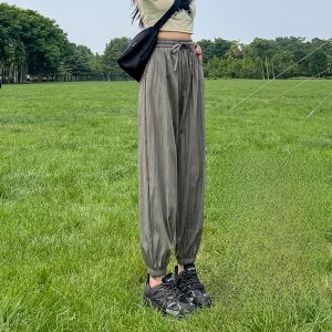 LANGPIN | Ice Silk Loose Fit Summer Thin Cotton Linen Lantern Pants Womens Sport Trousers Casual Comfortable Wide Leg Harajuku Style