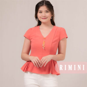 RIMINI - Atasan Cewek Bluss Choeng Sam V-neck Lengan Pendek kekinian XS-XL - Leyue Top 85828