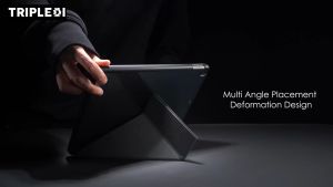 TRIPLEDI Case Acrylic Fold Y For iPad Air 11 inch M2 2024 TD0201 Smart Folio Casing PU Leather Foldable Magnetic Soft TPU Flip Cover Akrilik Shockproof A2902 A2903 A2904