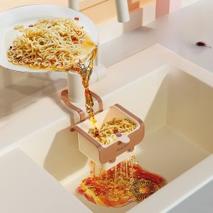 Drain Basket Press Type Kitchen Sink Vegetable Washing Filter Basket Multi-Function Storage Rack Hanging Bag Kitchen Storage