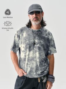 bluemonte | Áo Thun Merino Wool Chống Khuẩn In Màu Phối Bằng Tay Dành Cho Hoạt Động Ngoài Trời