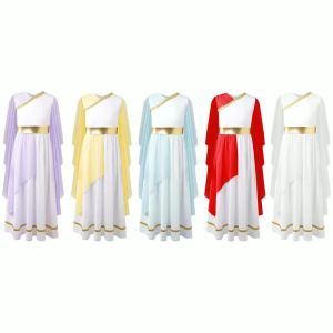 laKids Girls Ancient Greek Toga Dress for Halloween Party Princess Cosplay Costume Sleeveless Patchwork Tulle Shawls Gown Dress