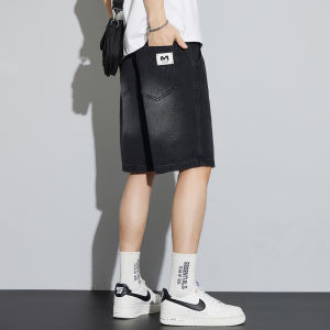 Black Thin Straight Loose Shorts 5-Division