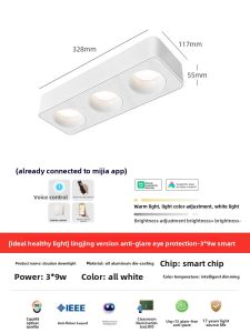 JINGYA | Ultra-Thin Anti-Glare Triple-Head Spotlight for Living Room Bedroom Dining Room