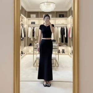 Set áo croptop tay ngắn kèm Chân váy đuôi cá KVYBODY S4 chất thun borip lụa dày mịn co giãn