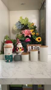 MBB Ceramic Sealed Container with Wood Lid Round Storage Jar Food Grain Storage Coffee Tea Storage