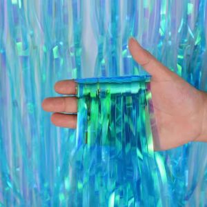 Laser Illuminated Colorful Tassel Ribbon Party Decoration Birthday Scene Setup Festive Ornament Raindrop Curtain Streamer