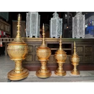 ผอบไม้จามจุรีปิดทองคำเปลว งานประณีต 4 ไซส์ ส่องประกายหรู ใส่พระเครื่อง พระธาตุ วัตถุมงคล