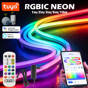 TUYA Addressable RGBIC Neon LED Strip Lights Đồng Bộ Hóa Âm Nhạc Dreamcolor Chasing Rope Tape Cho Trang Trí Phòng Gia Đình 5V SMD 60LEDs/M