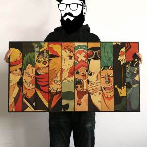 Ultra Large Size One Piece Straw Hat Group Leather Paper Poster Wall Sticker Painting Bedroom Decorative Artwork Shadow Cliffs