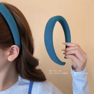 Lake Blue Sponge Hairband Womens Daily Outdoor High Hairline Hair Clip Versatile Thin Headband Elegant New Style Hair Accessory