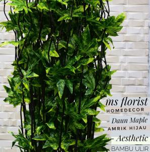Dekorasi Rumah Tanaman Artifisial 10 Btg Bambu Ulir Hitam Maple Amrik Hijau 170cm (Tanpa Pot)